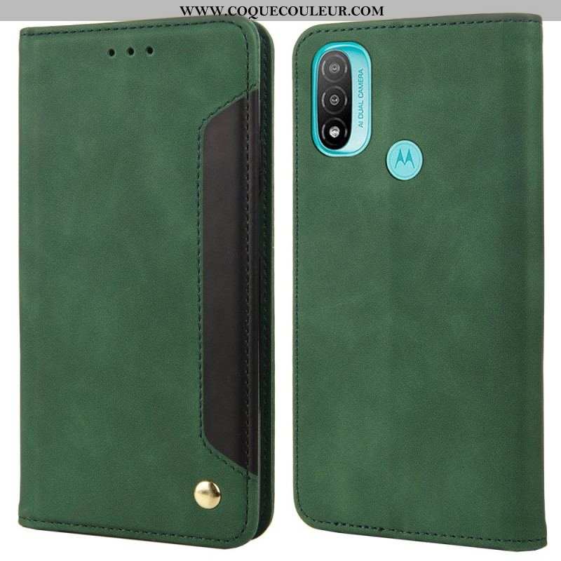 Flip Cover Moto E40 / E30 / E20 Effet Cuir Business Bicolore