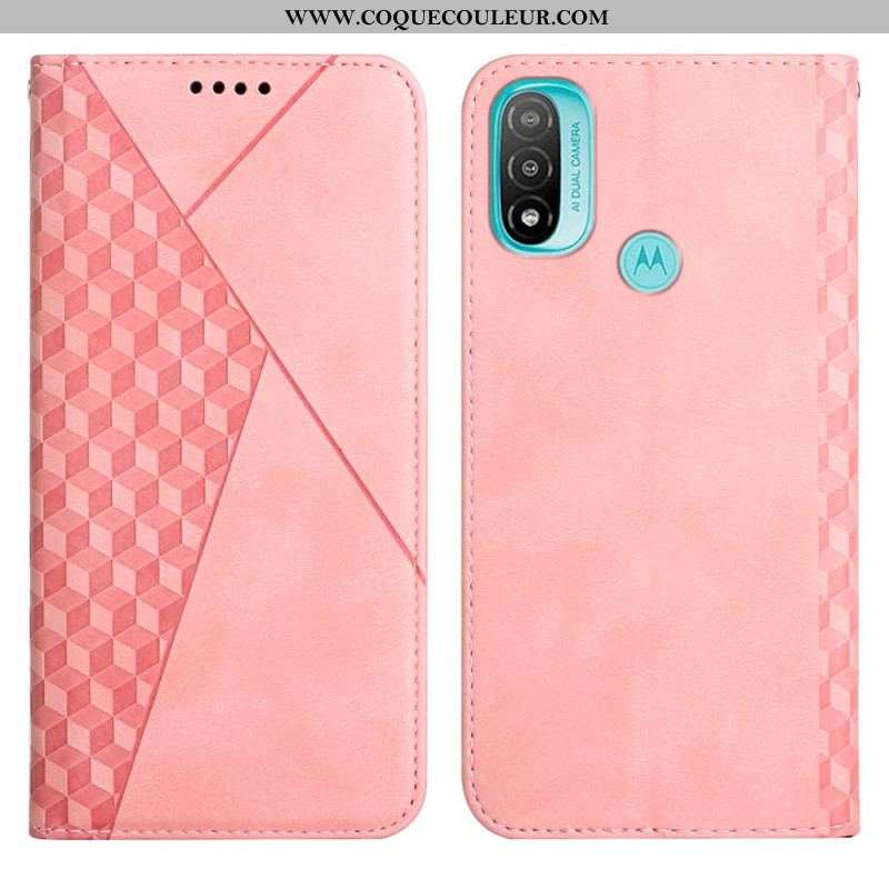 Flip Cover Moto E40 / E30 / E20 Effet Cuir Géo