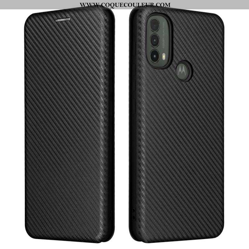 Flip Cover Moto E40 / E30 / E20 Fibre Carbone