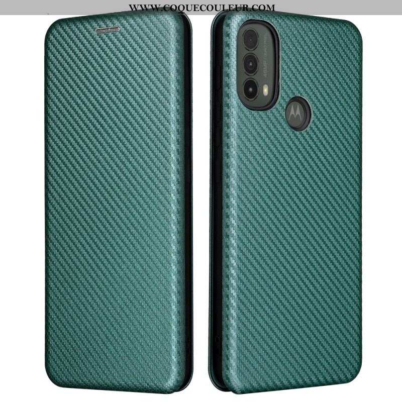 Flip Cover Moto E40 / E30 / E20 Fibre Carbone