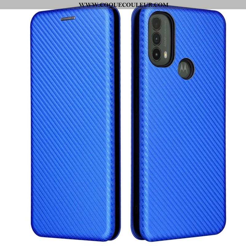 Flip Cover Moto E40 / E30 / E20 Fibre Carbone