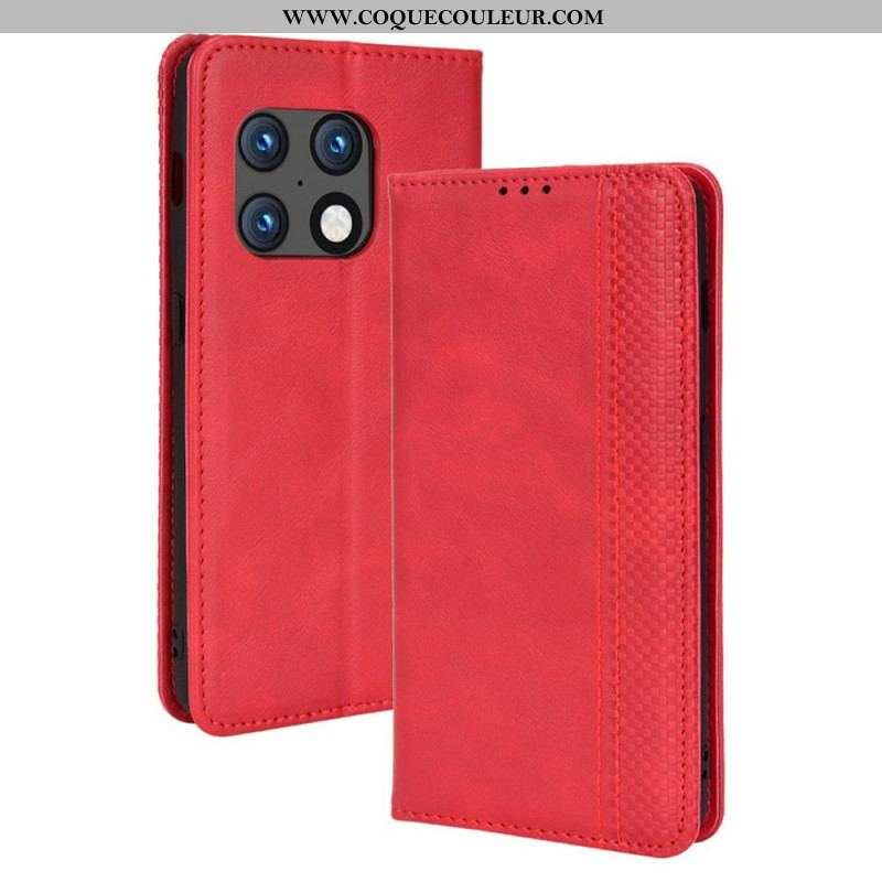 Flip Cover OnePlus 10 Pro 5G Effet Cuir Vintage Stylisé