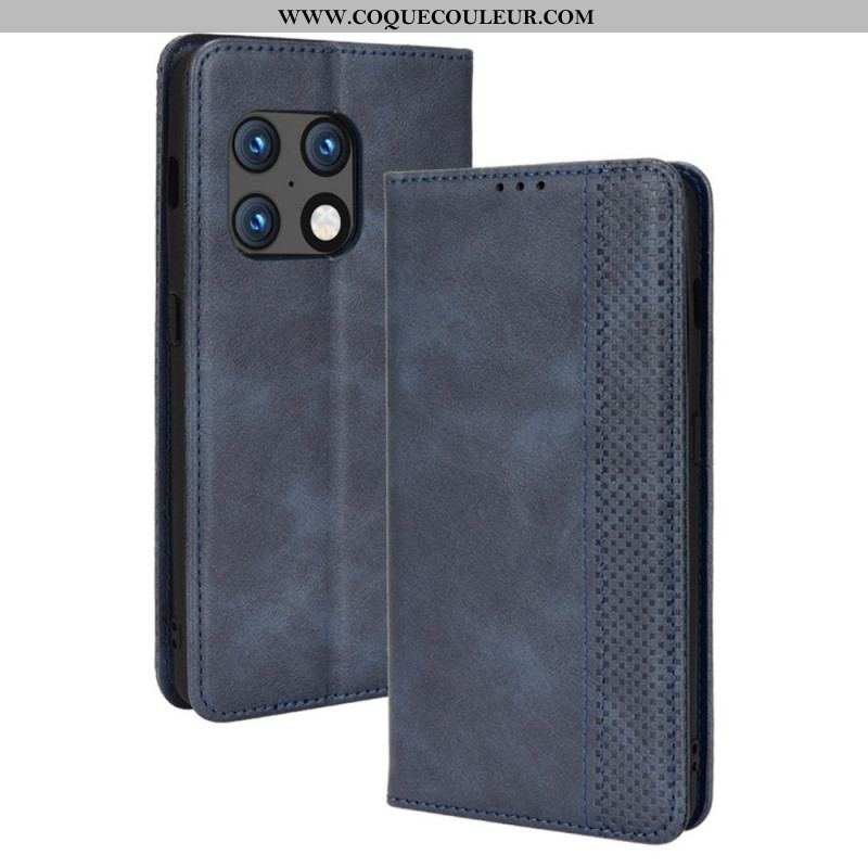 Flip Cover OnePlus 10 Pro 5G Effet Cuir Vintage Stylisé