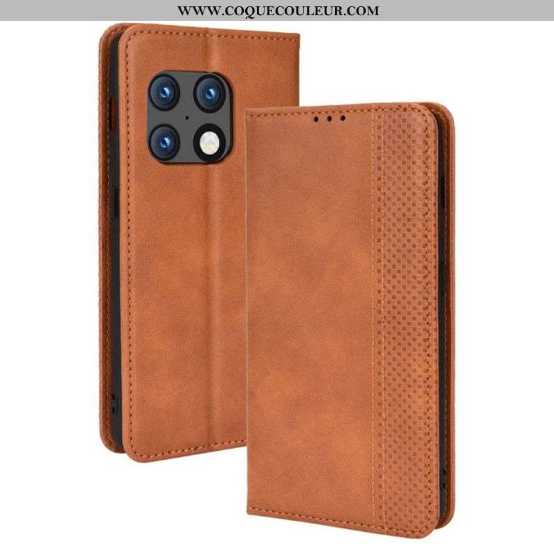 Flip Cover OnePlus 10 Pro 5G Effet Cuir Vintage Stylisé