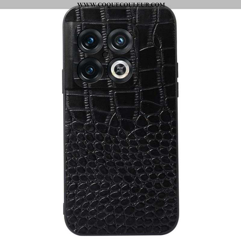 Coque OnePlus 10 Pro 5G Véritable Cuir Texture Crocodile