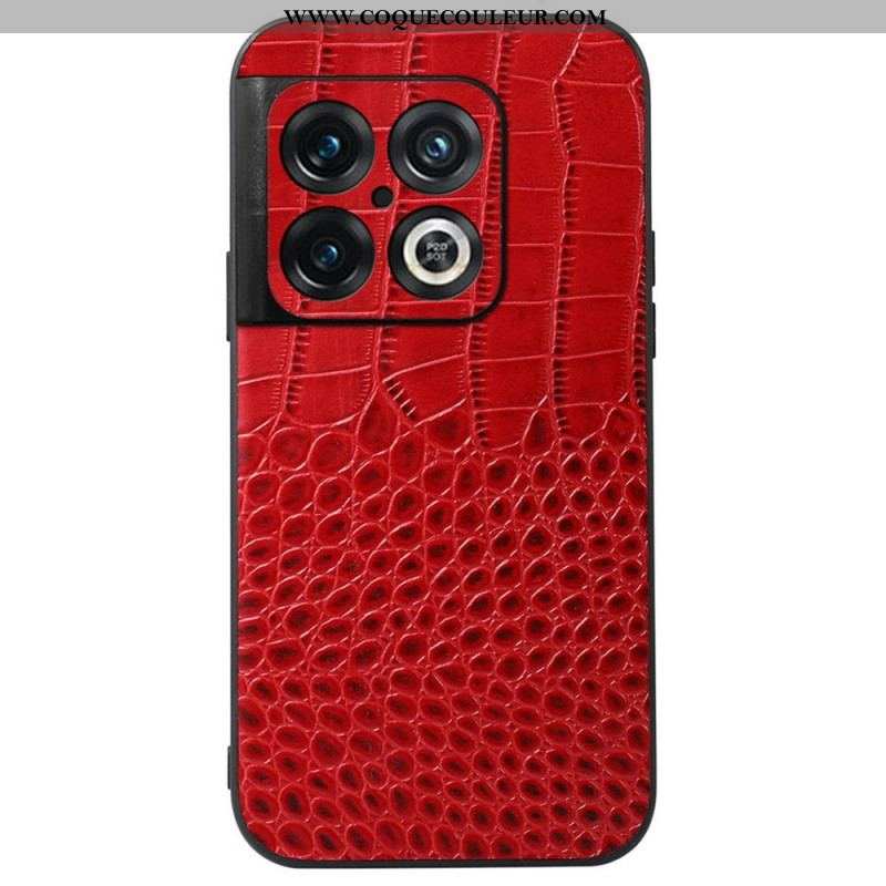 Coque OnePlus 10 Pro 5G Véritable Cuir Texture Crocodile