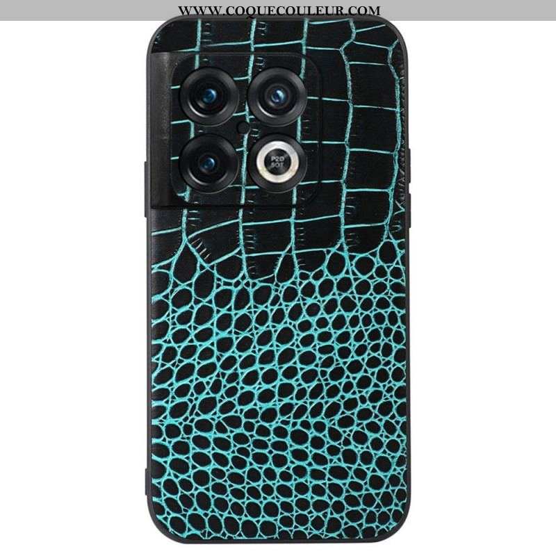 Coque OnePlus 10 Pro 5G Véritable Cuir Texture Crocodile