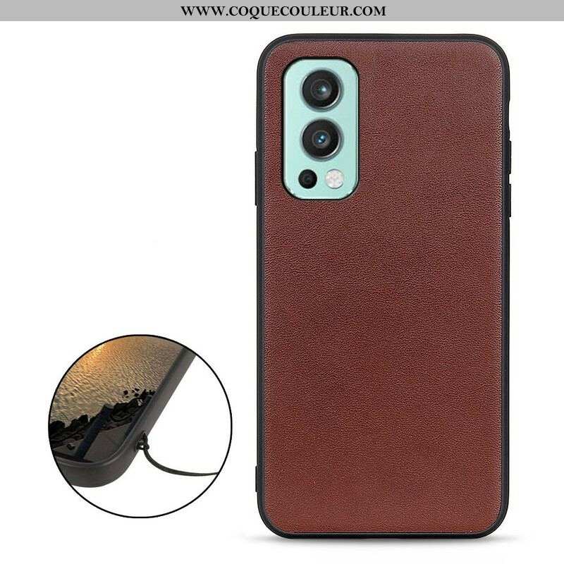 Coque OnePlus Nord 2 5G Véritable Cuir Litchi