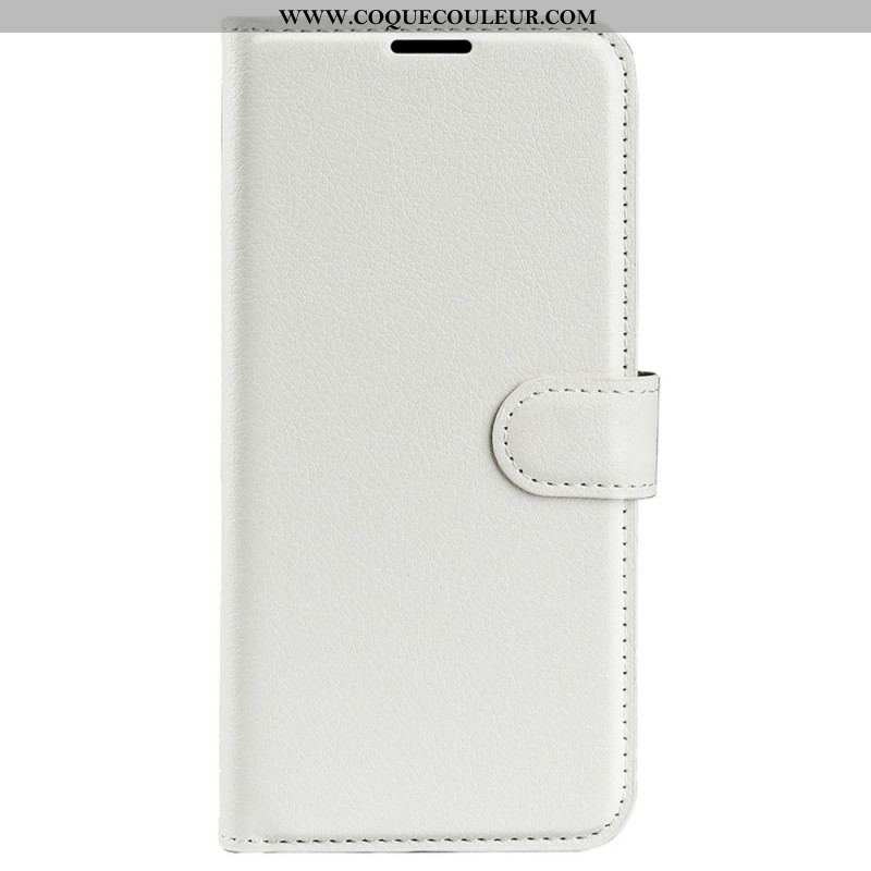 Housse OnePlus Nord 2T 5G Simili Cuir Litchi Classique