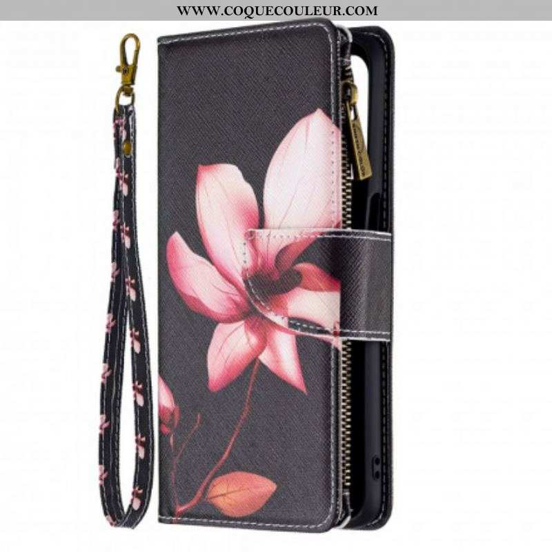 Housse Oppo A54 5G / A74 5G Poche Zippée Fleur