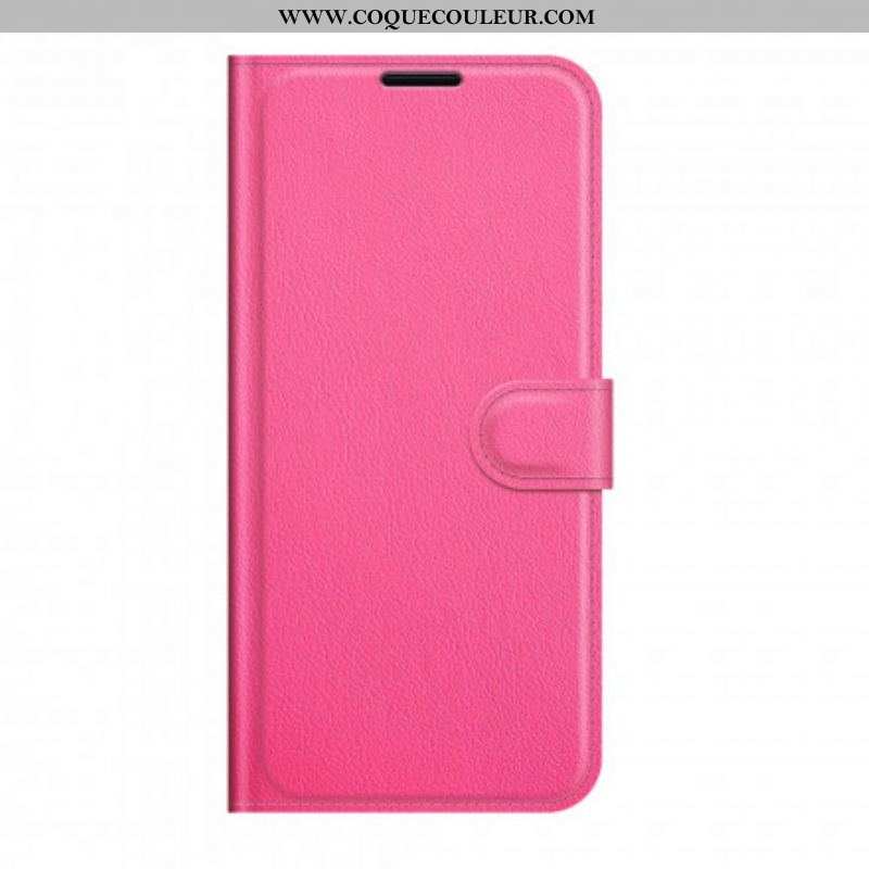 Housse Oppo A54 5G / A74 5G Simili Cuir Litchi Classique