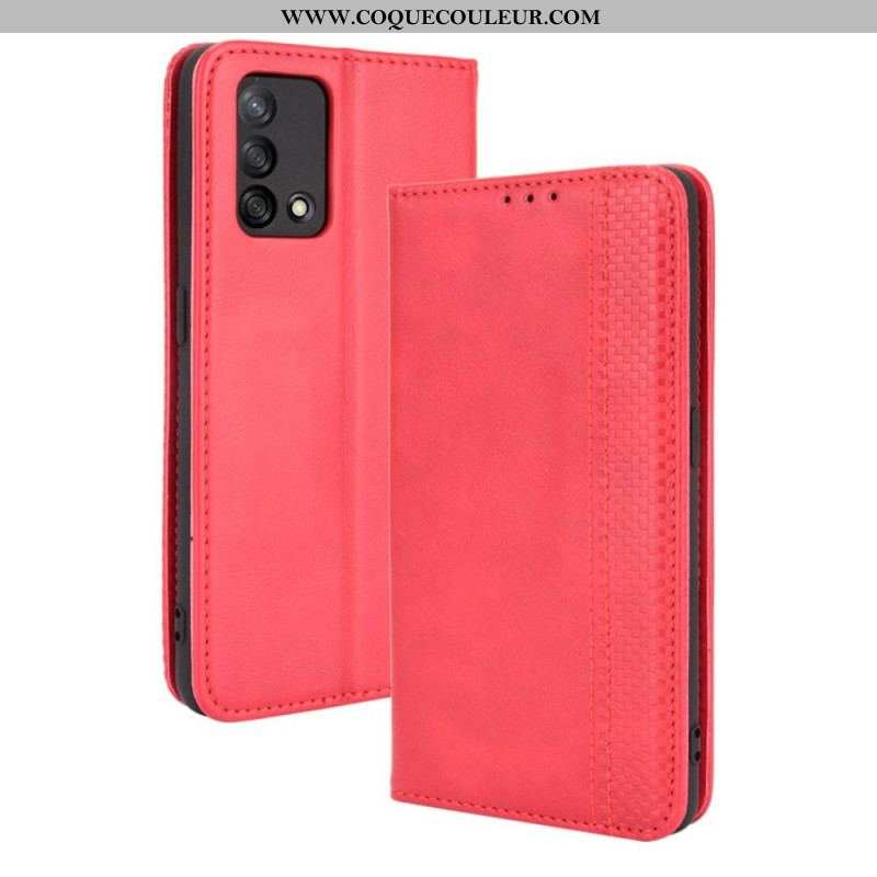 Flip Cover Oppo A74 4G Effet Cuir Vintage Stylisé