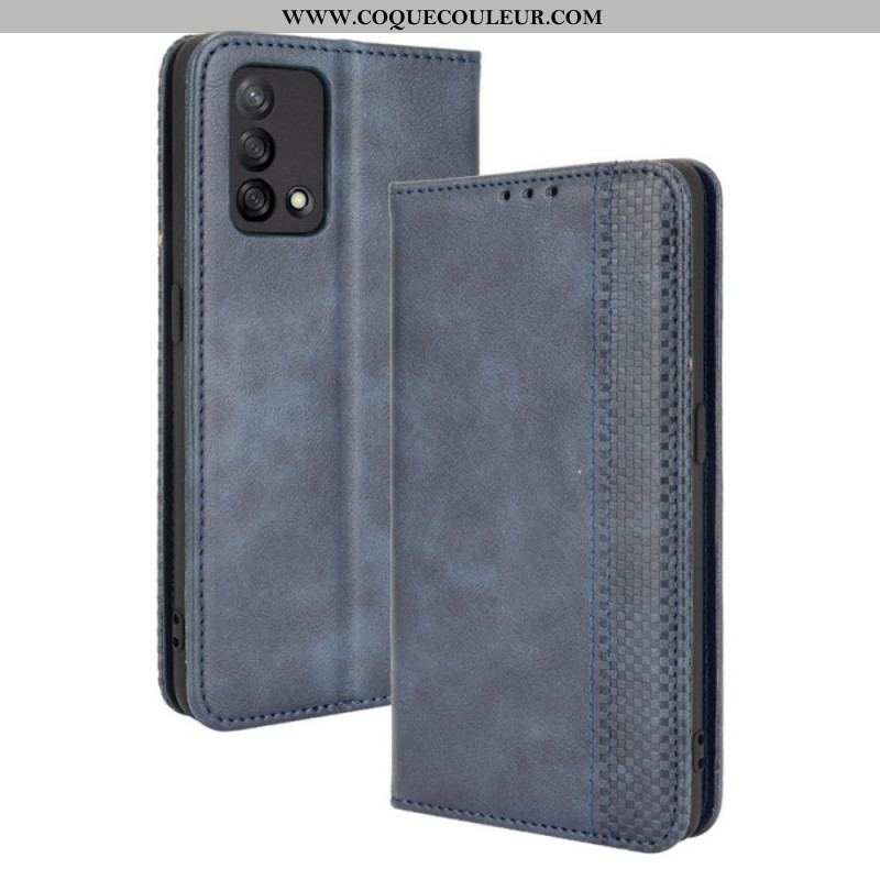 Flip Cover Oppo A74 4G Effet Cuir Vintage Stylisé