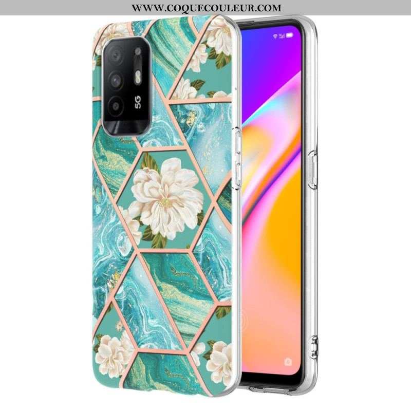 Coque Oppo A94 5G Marbre Géométrique Coloré