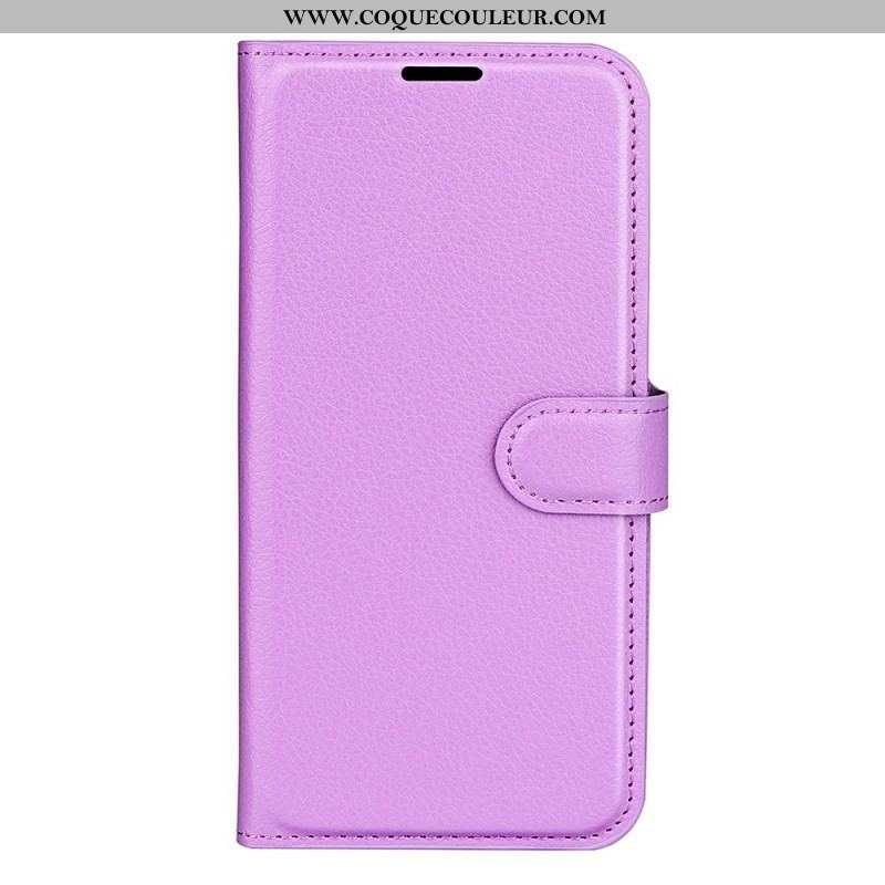 Housse Oppo Find X5 Lite Simili Cuir Litchi Classique