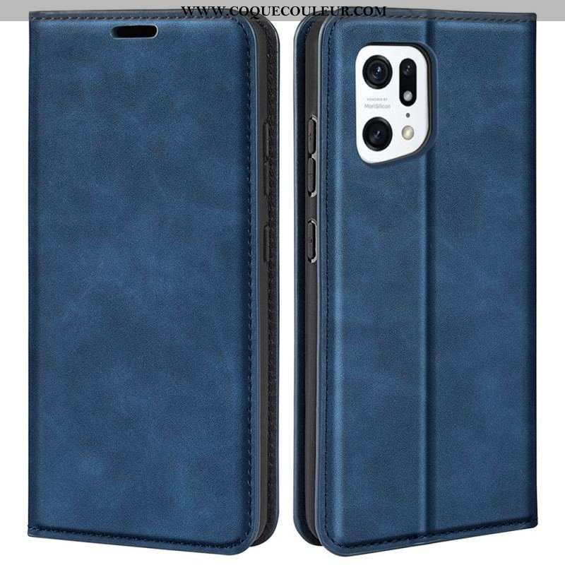 Flip Cover Oppo Find X5 Effet Cuir Douceur Soie