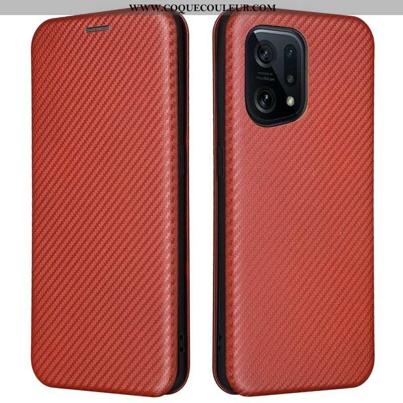 Flip Cover Oppo Find X5 Fibre Carbone