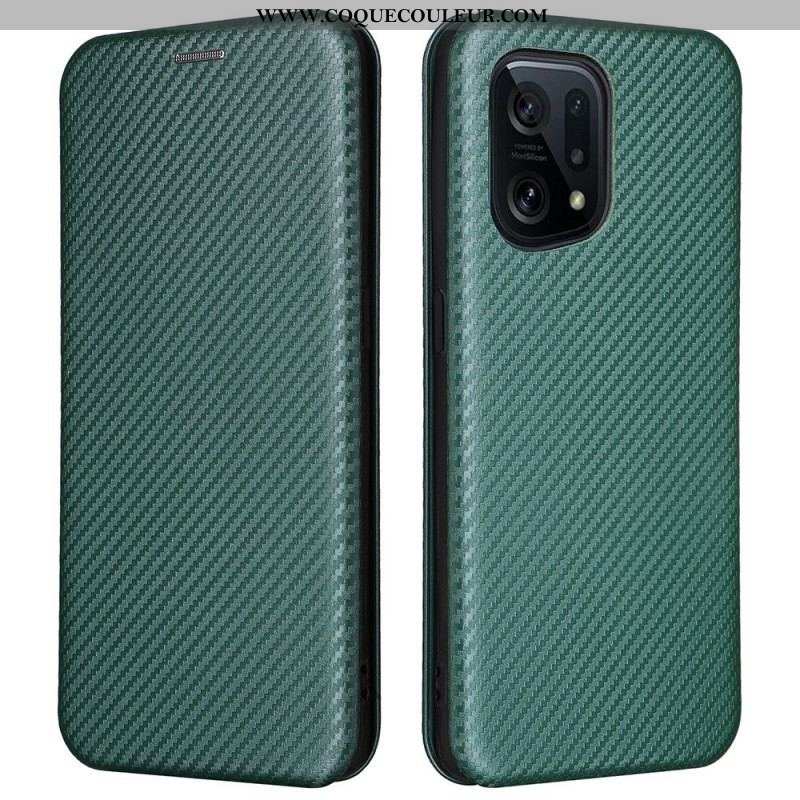 Flip Cover Oppo Find X5 Fibre Carbone