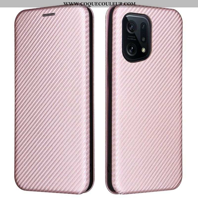 Flip Cover Oppo Find X5 Fibre Carbone