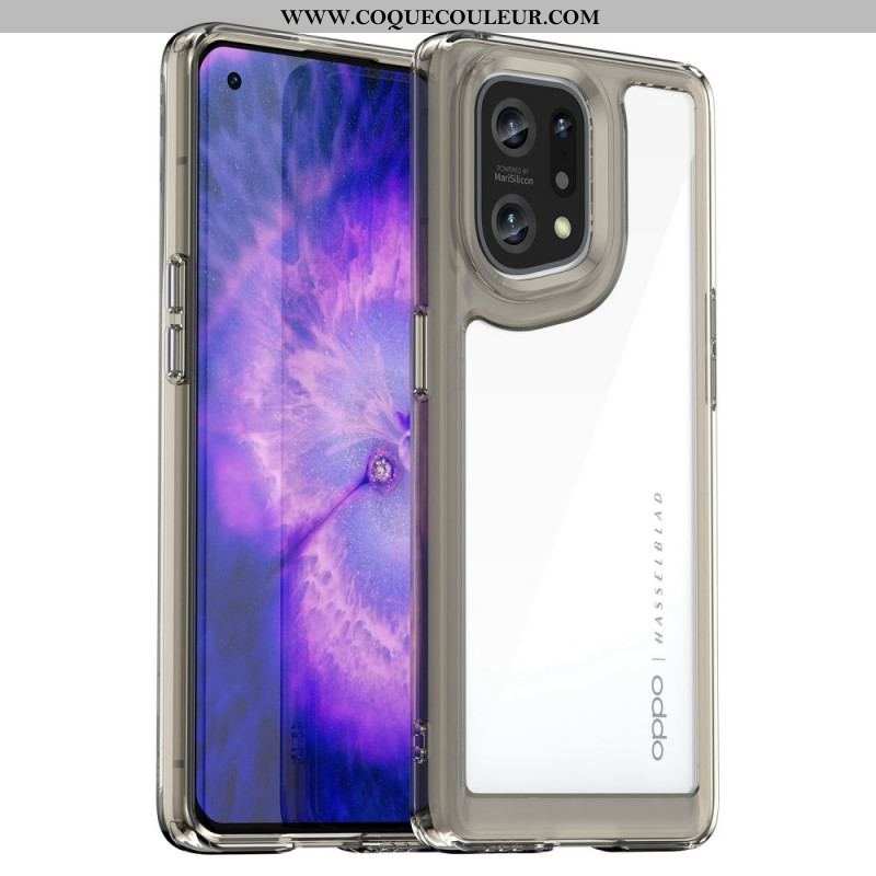 Coque Oppo Find X5 Hybride Rebords Colorés Transparents