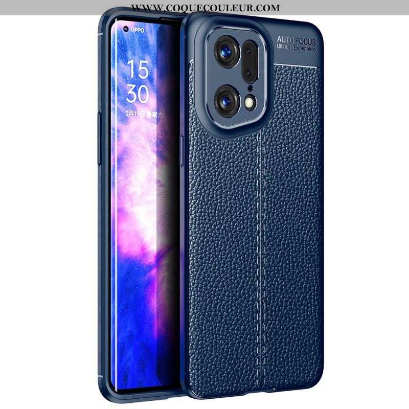 Coque Oppo Find X5 Pro Effet Cuir Litchi Double Line