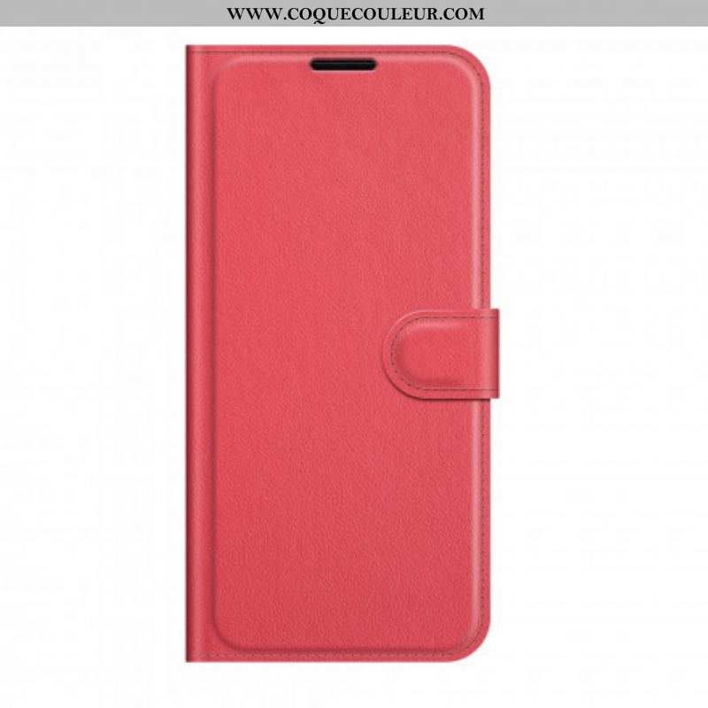 Housse Oppo Reno 6 5G Simili Cuir Litchi Classique