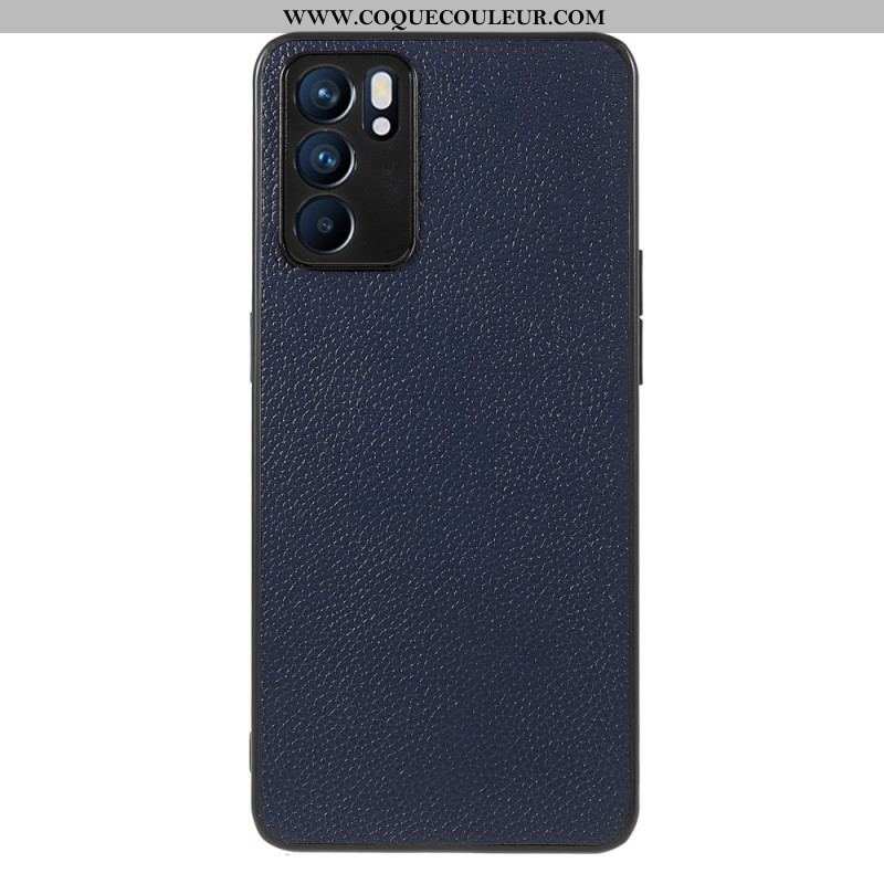 Coque Oppo Reno 6 5G Véritable Cuir Litchi