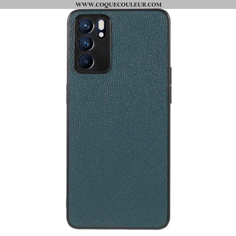 Coque Oppo Reno 6 5G Véritable Cuir Litchi