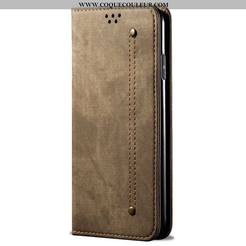 Flip Cover Oppo Reno 7 Tissu Jeans