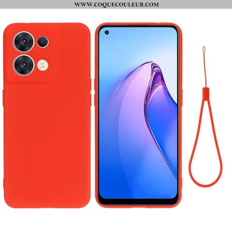 Coque Oppo Reno 8 Silicone Liquide à Lanière