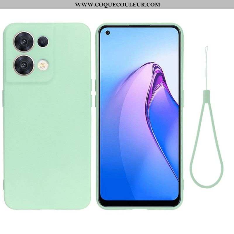 Coque Oppo Reno 8 Silicone Liquide à Lanière