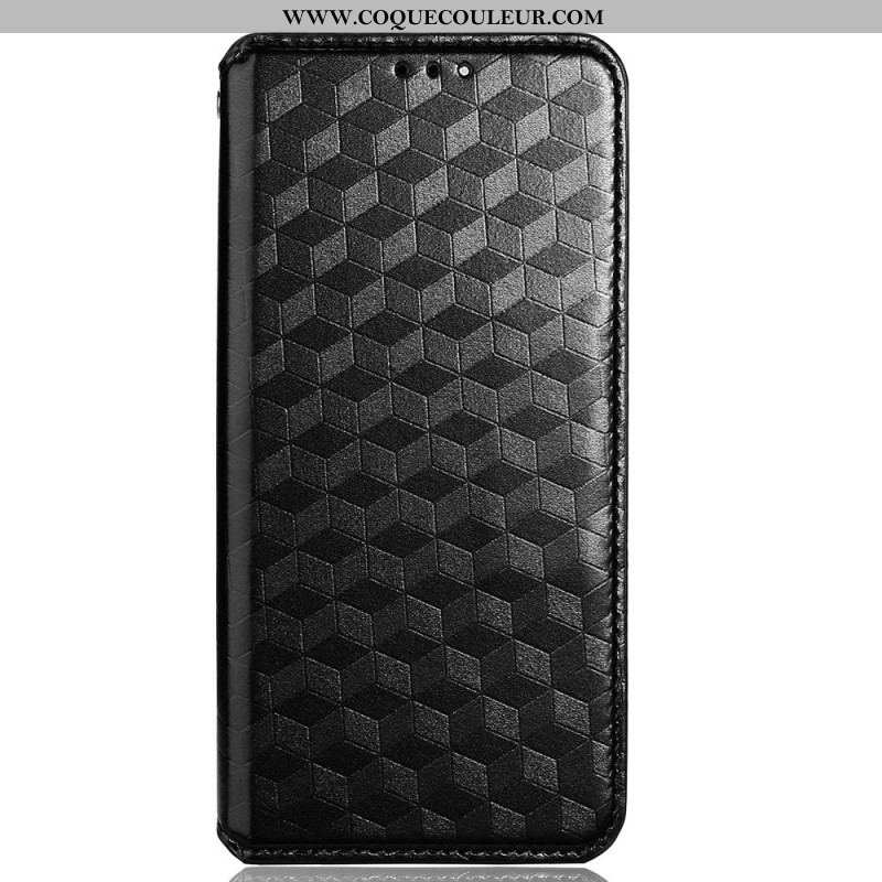 Flip Cover Oppo Reno 8 Pro Effet Cuir Cubes 3D