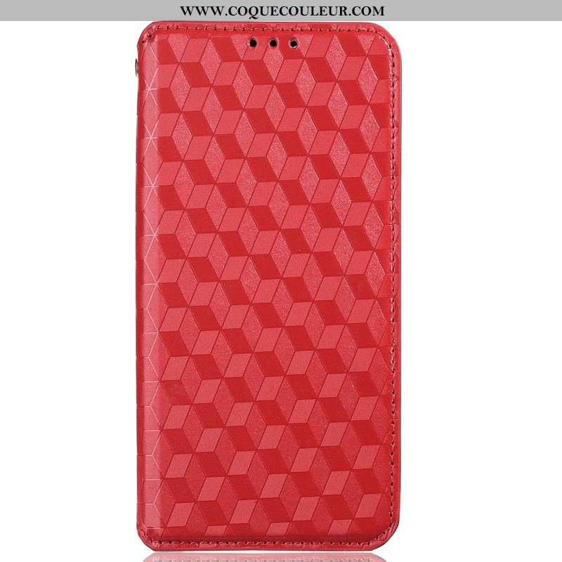 Flip Cover Oppo Reno 8 Pro Effet Cuir Cubes 3D