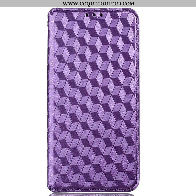 Flip Cover Oppo Reno 8 Pro Effet Cuir Cubes 3D