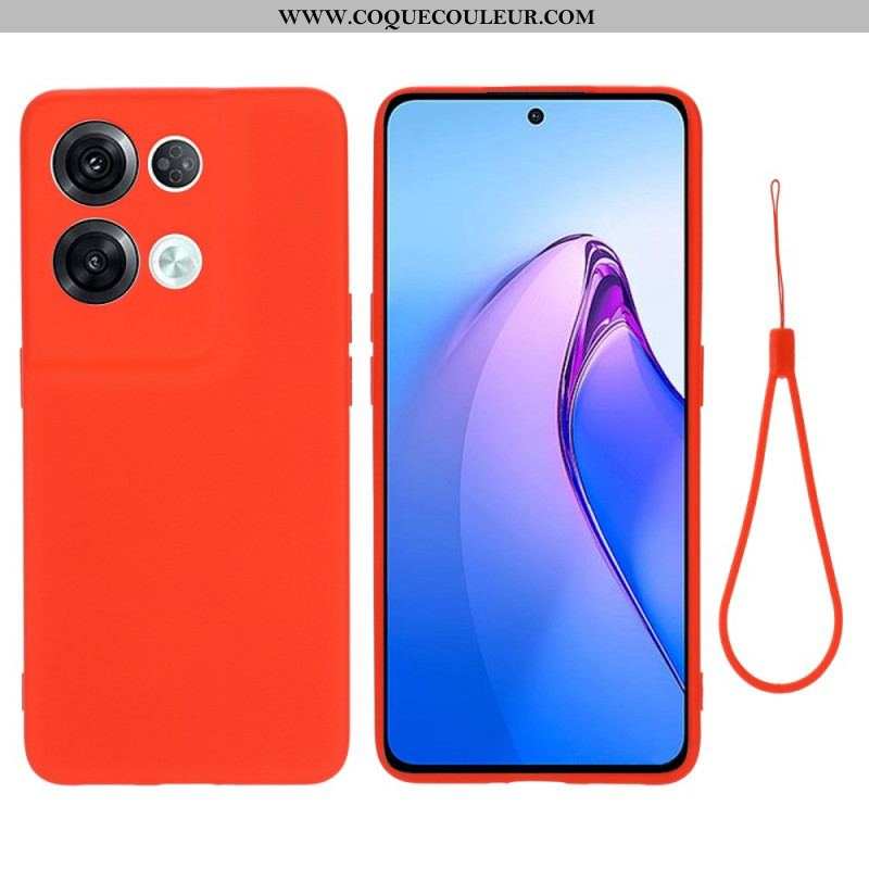 Coque Oppo Reno 8 Pro Silicone Liquide à Lanière