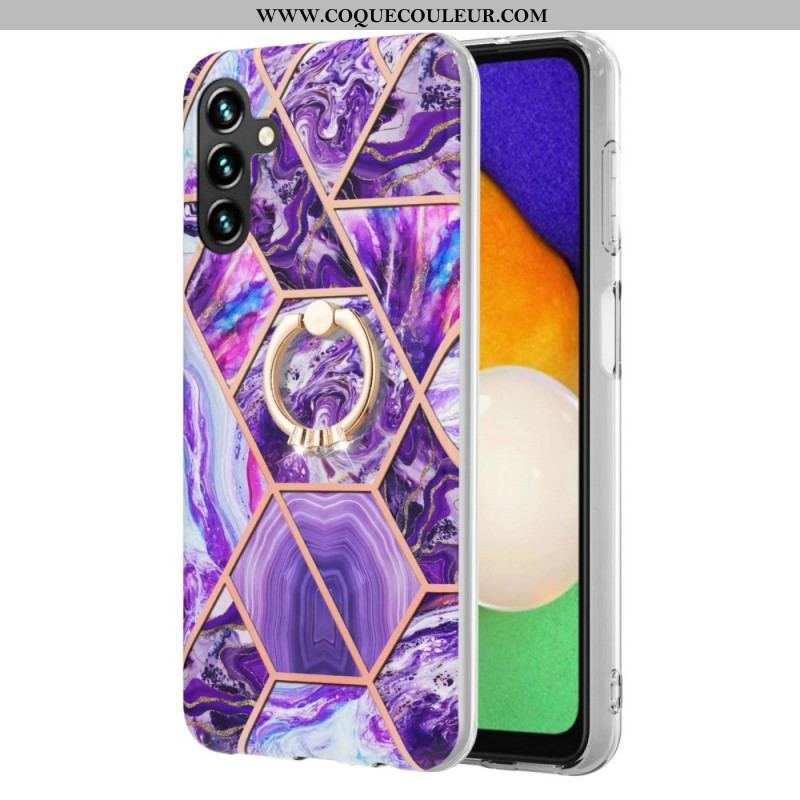 Coque Samsung Galaxy A13 5G / A04s Marbre Géométrique avec Anneau-Support