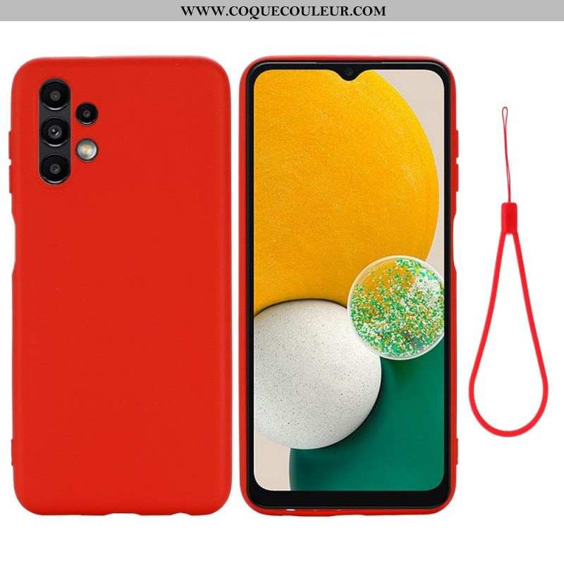 Coque Samsung Galaxy A13 Silicone Liquide avec Lanière