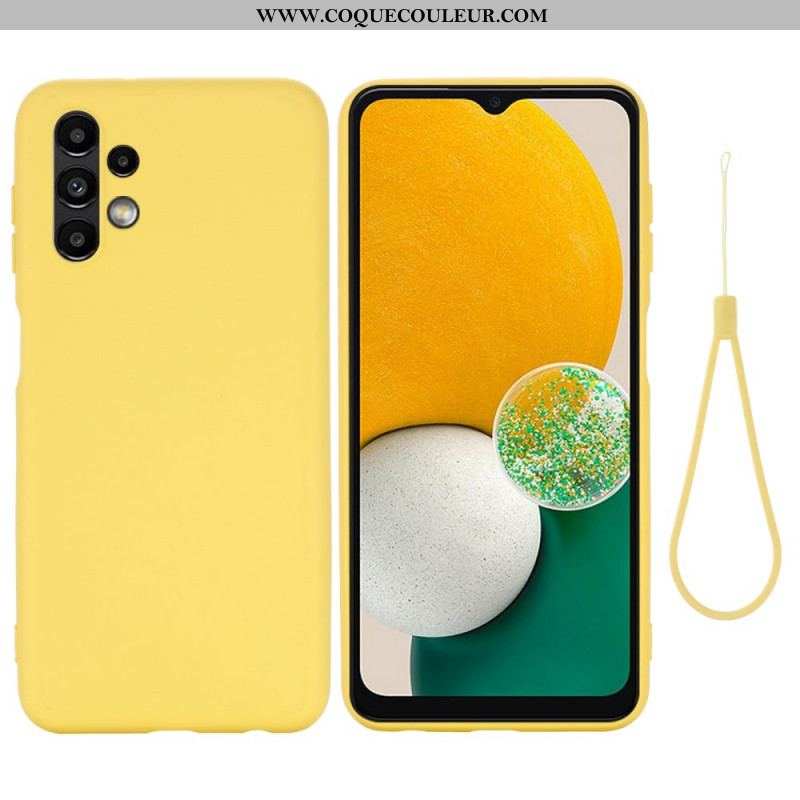 Coque Samsung Galaxy A13 Silicone Liquide avec Lanière