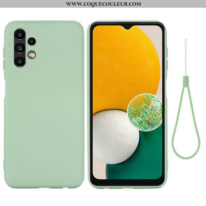 Coque Samsung Galaxy A13 Silicone Liquide avec Lanière