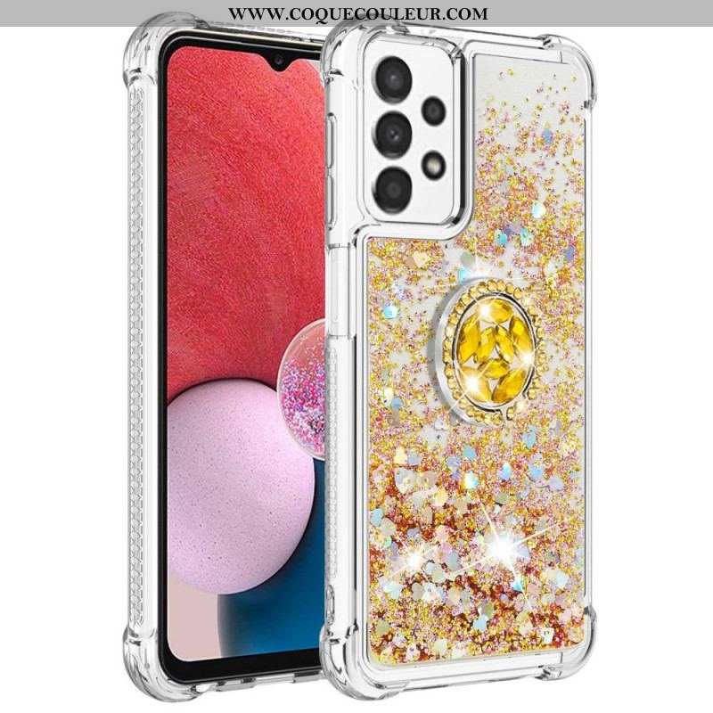 Coque Samsung Galaxy A13 Paillettes avec Anneau-Support