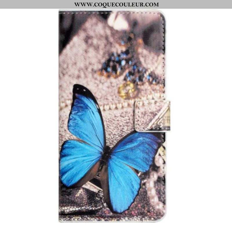 Housse Samsung Galaxy A14 5G / A14 Papillon Bleu