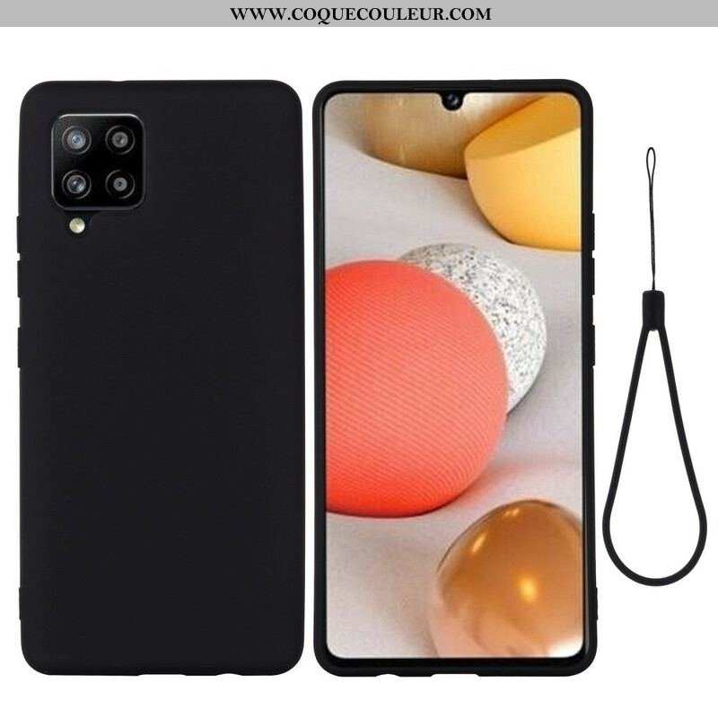 Coque Samsung Galaxy A42 Silicone Liquide avec Lanière