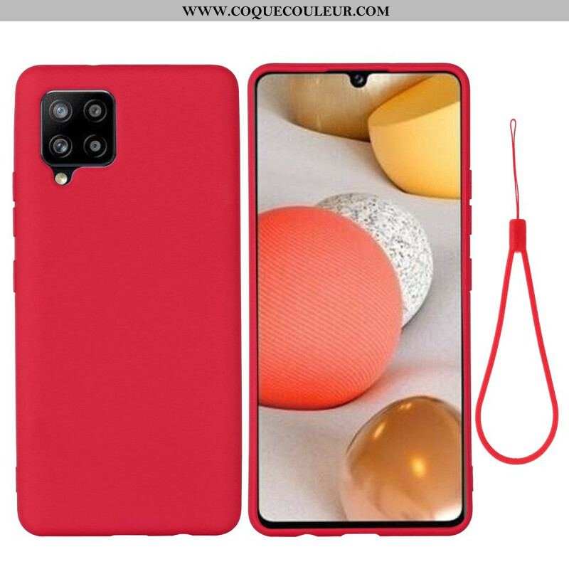 Coque Samsung Galaxy A42 Silicone Liquide avec Lanière