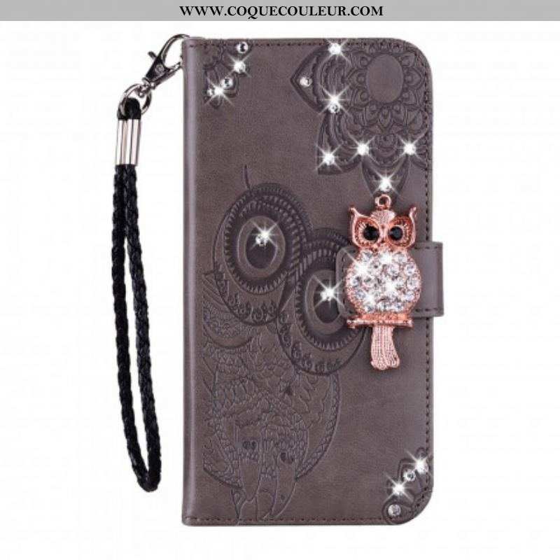 Housse Samsung Galaxy A52 4G / A52 5G / A52s 5G Hibou Mandala et Breloque