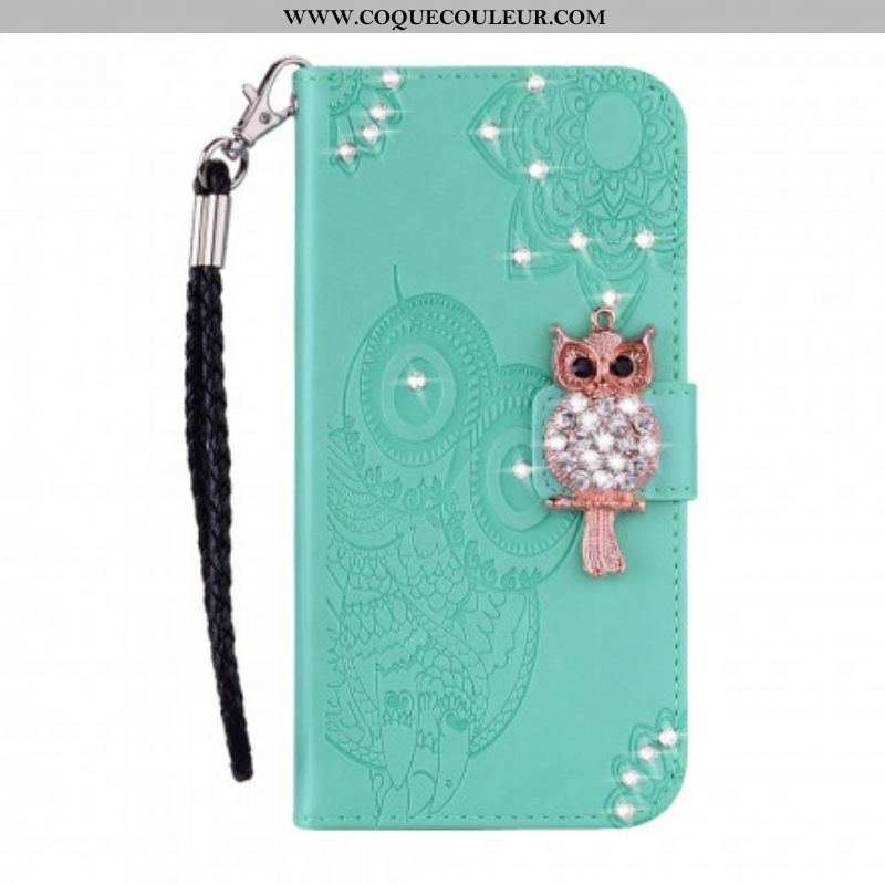 Housse Samsung Galaxy A52 4G / A52 5G / A52s 5G Hibou Mandala et Breloque