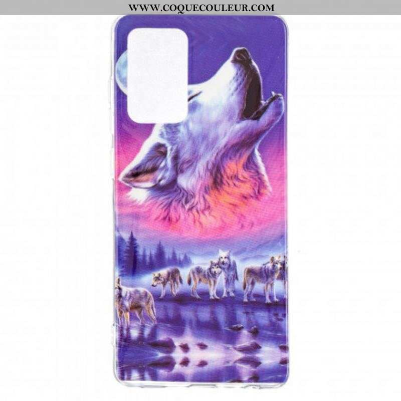 Coque Samsung Galaxy A52 4G / A52 5G / A52s 5G Série Loup Fluorescente