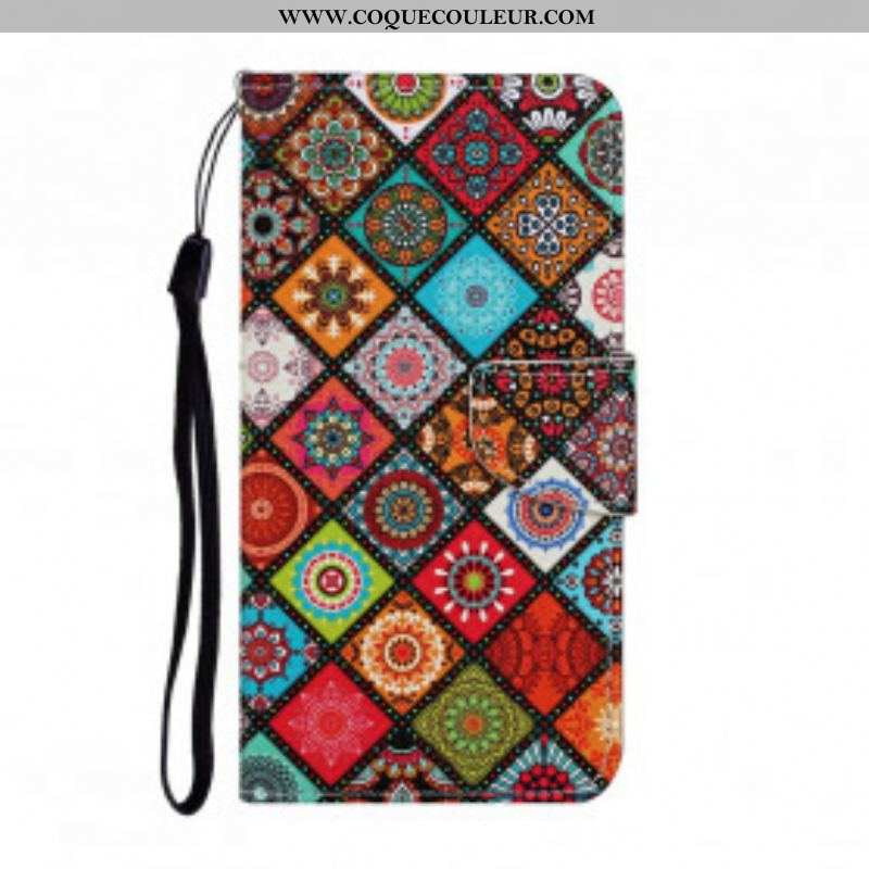 Housse Samsung Galaxy A52 4G / A52 5G / A52s 5G Patchwork Mandalas avec Lanière