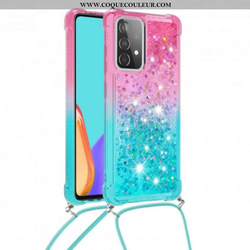 Coque Samsung Galaxy A52 4G / A52 5G / A52s 5G Silicone Paillettes et Cordon