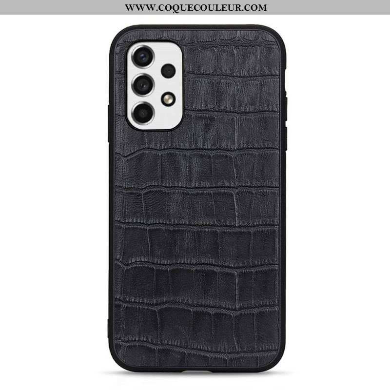 Coque Samsung Galaxy A53 5G Véritable Cuir Texture Crocodile