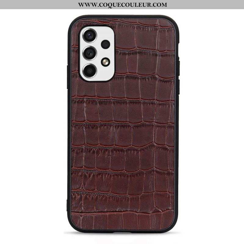 Coque Samsung Galaxy A53 5G Véritable Cuir Texture Crocodile